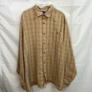 Vintage Knightsbridge tan plaid collared full front button down relaxed shirt 3X